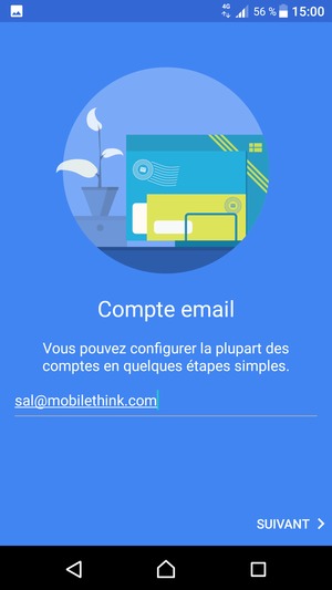 Saisissez votre adresse e-mail et sélectionnez SUIVANT