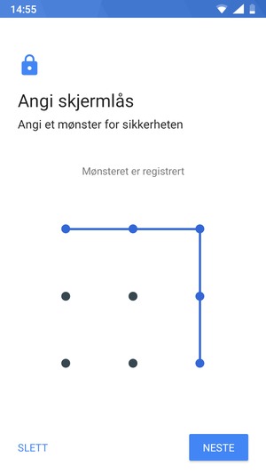 Tegn et opplåsingsmønster og velg NESTE