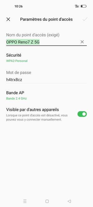 Saisissez un mot de passe de hotspot Wi-Fi d'au moins 8 caractères et sélectionnez OK
