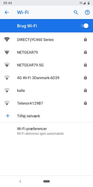 Vælg det trådløse netværk, du ønsker at oprette forbindelse til