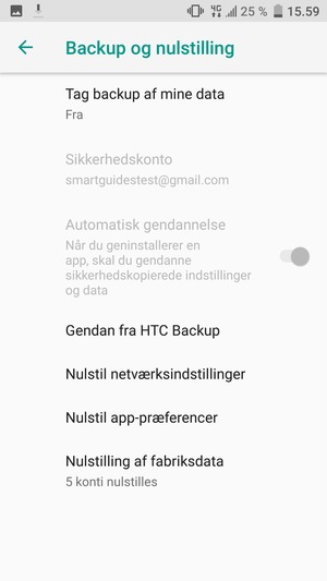 Vælg Tag backup af mine data
