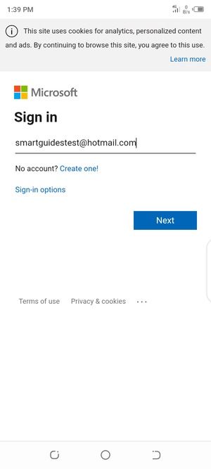 Enter your Hotmail address and select Next