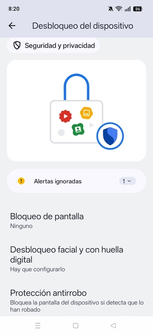 Seleccione Bloqueo de pantalla