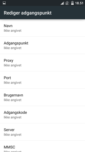 Indtast internet-oplysninger