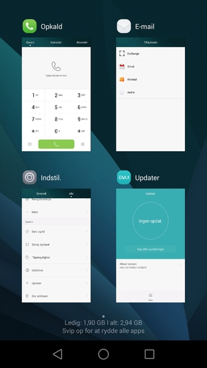Swipe apps opad for at lukke dem