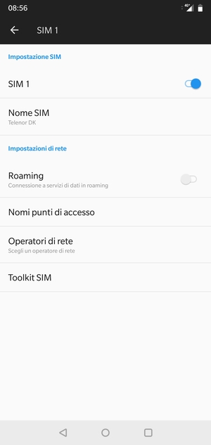 Per modificare la rete, in presenza di problemi, seleziona Operatori di rete