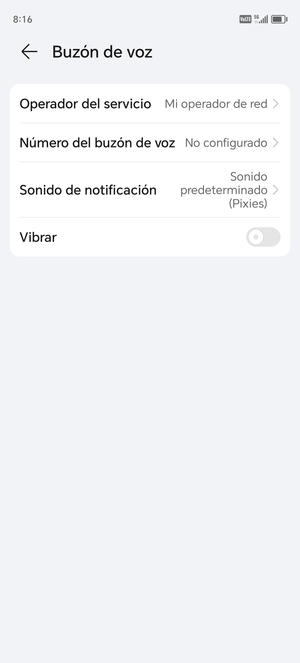 Seleccione Número del buzón de voz
