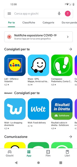 Seleziona la barra di ricerca