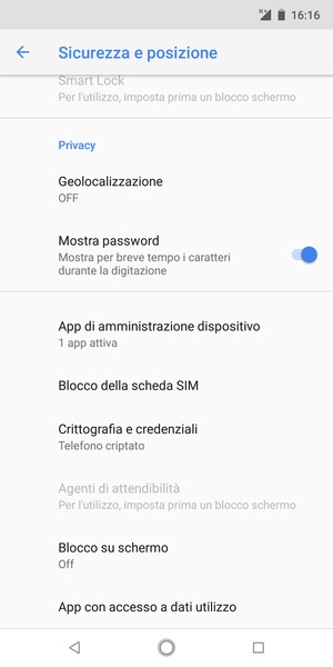 Scorri e seleziona Blocco della scheda SIM