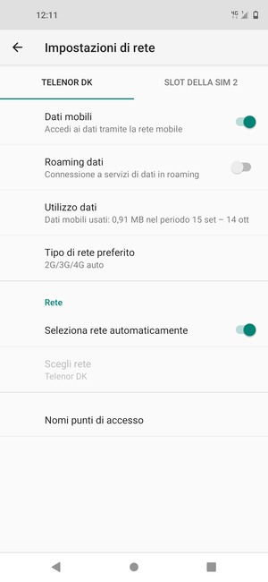 Seleziona Nomi punti di accesso