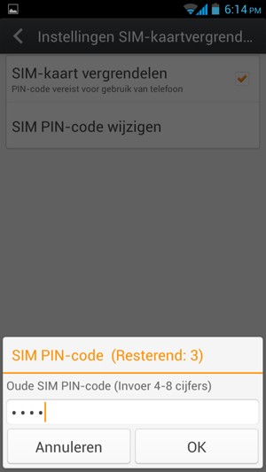 Voer uw Oude SIM PIN-code in en selecteer OK