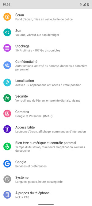 Faites défiler et sélectionnez Systéme