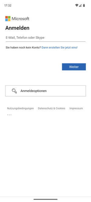 Geben Sie Ihre E-Mail-Adresse ein und wählen Sie Weiter