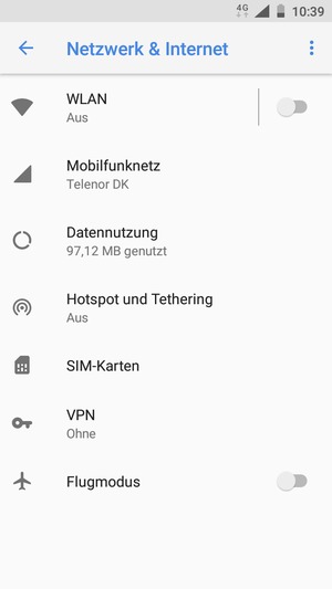 Wählen Sie Mobilfunknetz