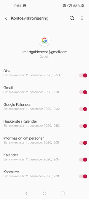 Forsikre deg om at Kontakter er valgt
