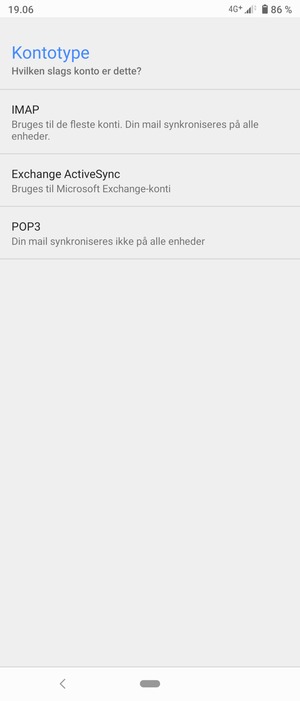 Vælg Exchange ActiveSync