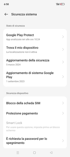 Seleziona Blocco della scheda SIM