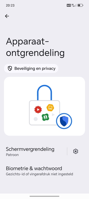 Uw telefoon is nu beveiligd met een schermvergrendeling