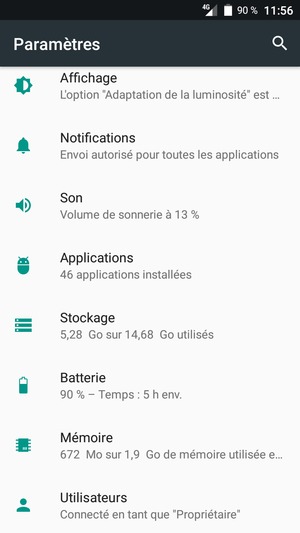 Retournez au menu Paramètres, faites défiler et sélectionnez Batterie