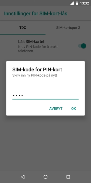 Bekreft din nye PIN-kode for SIM-kort og velg OK