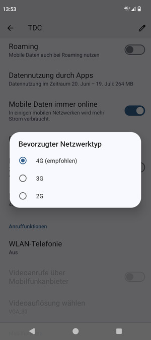Wählen Sie die gewünschte Option