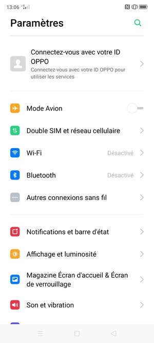 Sélectionnez Double SIM et réseau cellulaire