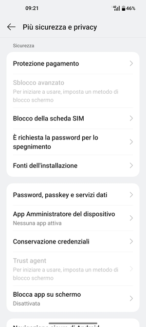 Scorri e seleziona Blocco della scheda SIM