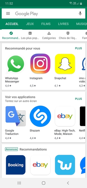 Sélectionnez la barre de Recherche