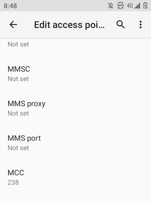 Scroll down and enter MMS information