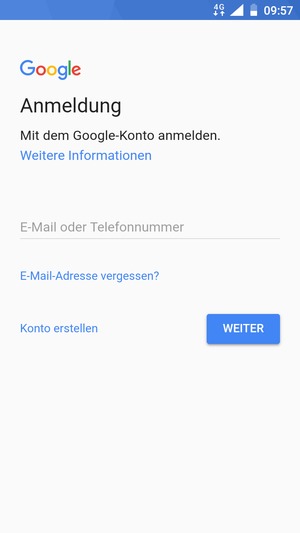 Geben Sie Ihre Gmail Adresse ein und wählen Sie WEITER