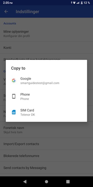Vælg din Google konto