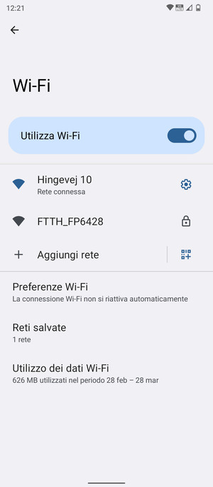 Ora sei connesso alla rete Wi-Fi