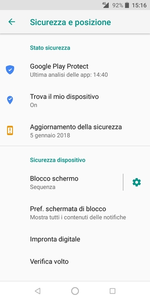 Il tuo telefono è ora protetto dal blocco schermo