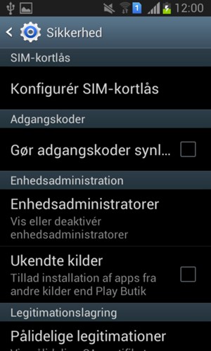 Vælg Konfigurér SIM-kortlås