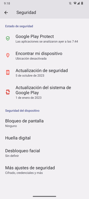 Para cambiar el PIN de la tarjeta SIM, vaya al menú Seguridad y  desplácese y seleccione Más ajustes de seguridad