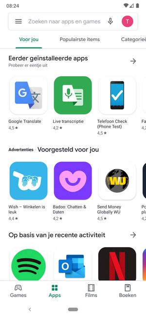 Selecteer de zoekbalk