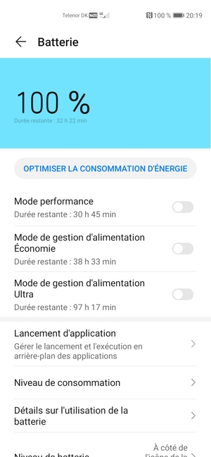 Activer le Mode de gestion d'alimentation Économie