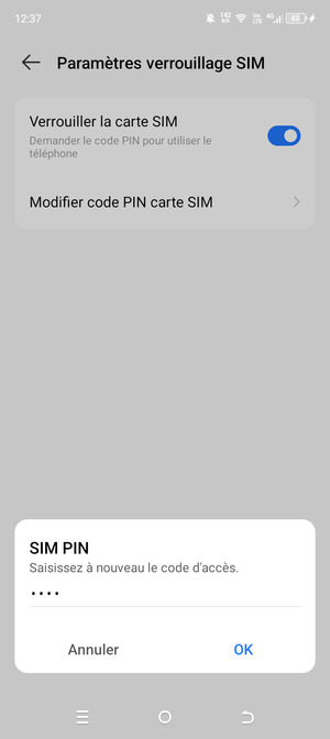 Veuillez confirmer votre Nouveau code PIN et sélectionner OK