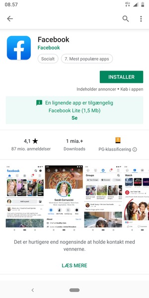 Vælg INSTALLER