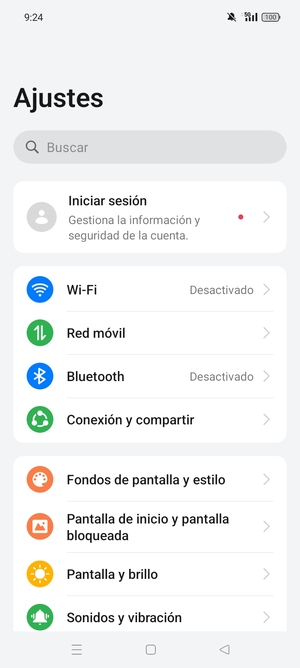Seleccione Conexión y compartir