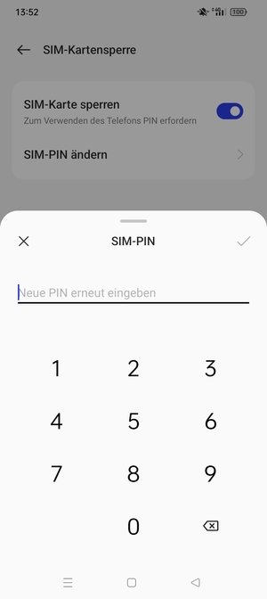 Bestätigen Sie Ihre neue PIN für die SIM-Karte und wählen Sie OK