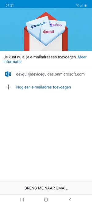 Selecteer BRENG ME NAAR GMAIL