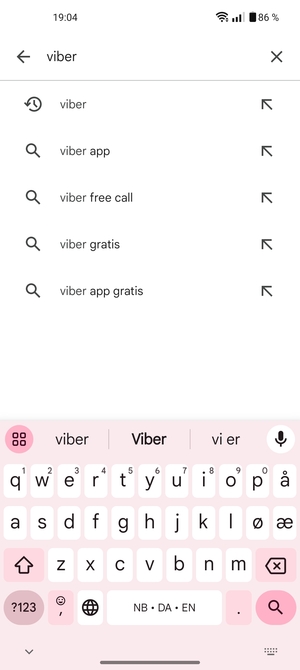 Skriv inn applikasjonsnavnet og velg Søk