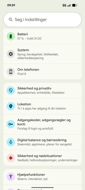 Scroll til og vælg Lokation