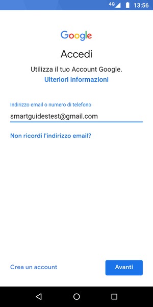 Inserisci il tuo indirizzo Gmail e seleziona Avanti