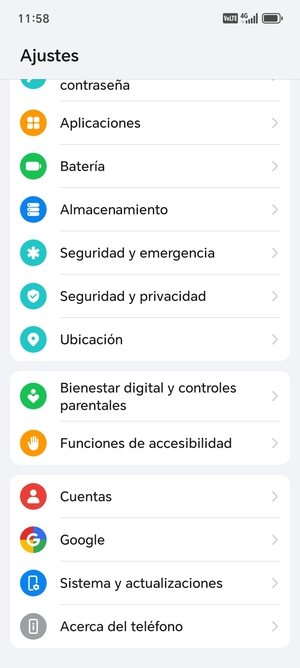 Desplácese y seleccione Sistema y actualizaciones