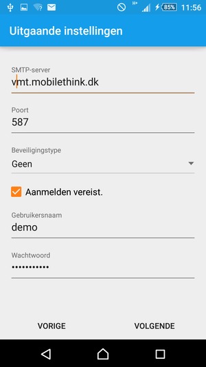 Voer Uitgaand serveradres in