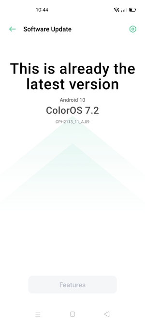 If your phone is up to date, you will see the following screen