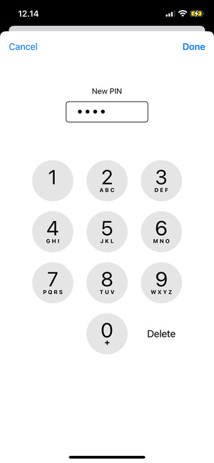 Enter your New PIN and select Done