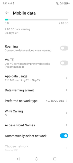 Scroll to and select Access Point Names